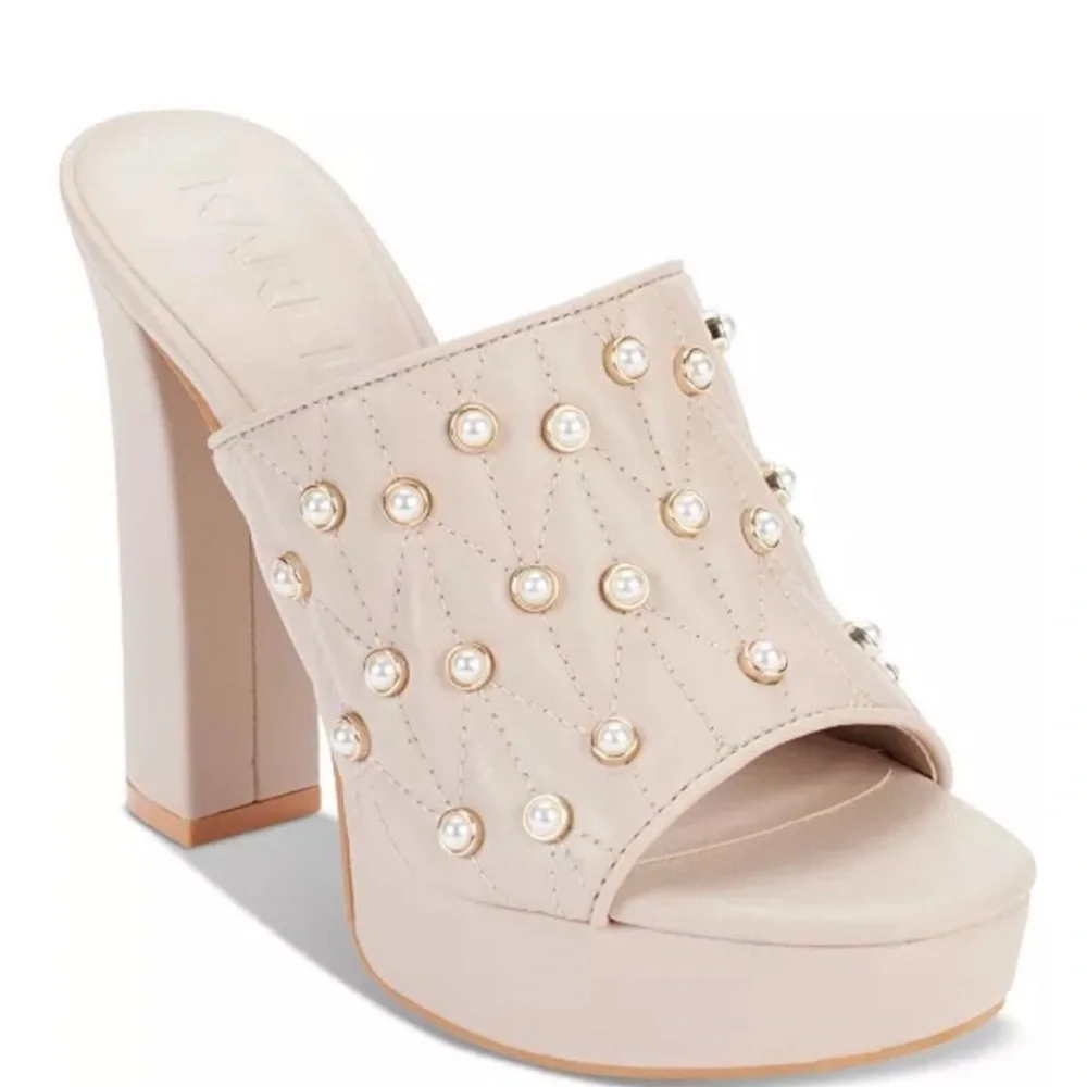 Karl Lagerfeld Pearl Studded AVIVA Platform Sandals